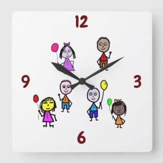 Quadrado Relógio Infantil Mundial