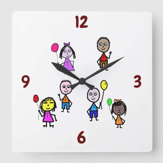 Quadrado Relógio Infantil Mundial (Frente)