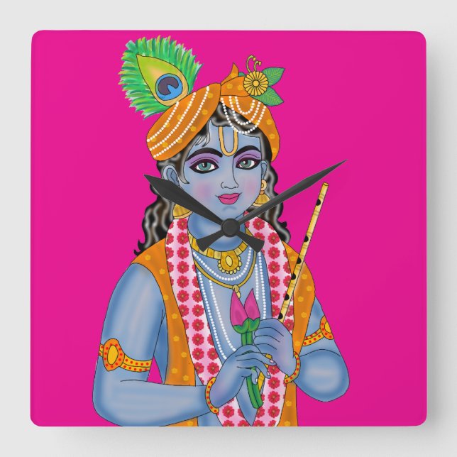 Quadrado Relógio Krishna (Frente)