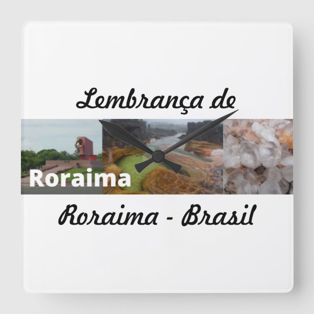 Quadrado Relógio lembrança de Roraima Brasil (Frente)
