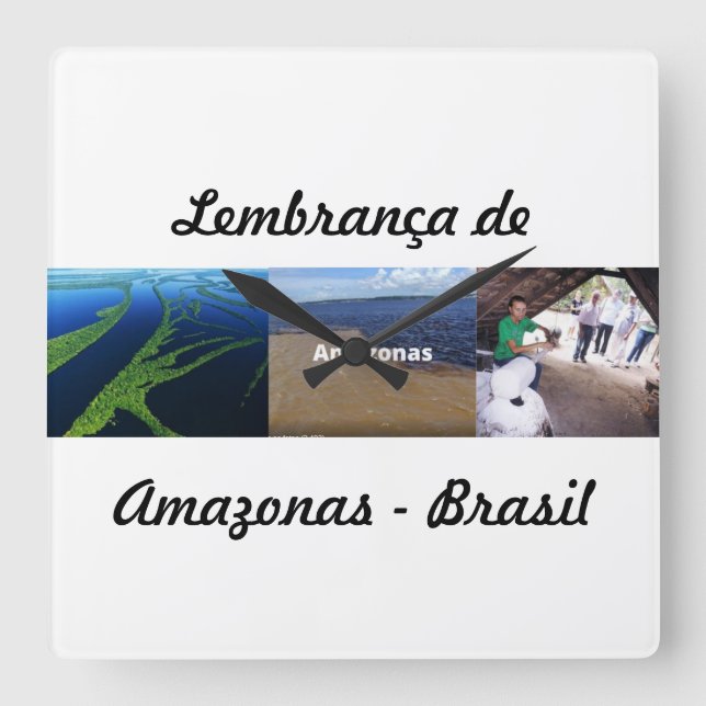 Quadrado relógio lembrança do Amazonas (Frente)