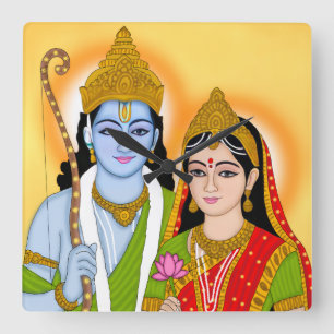 Quadrado Relógio Lord Sitaram – Decoração Divina de Parede