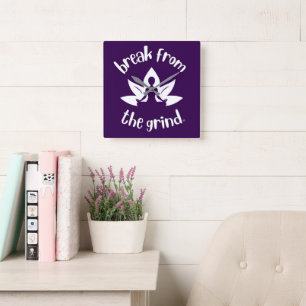 Quadrado Relógio Lotus Yoga (Branco)