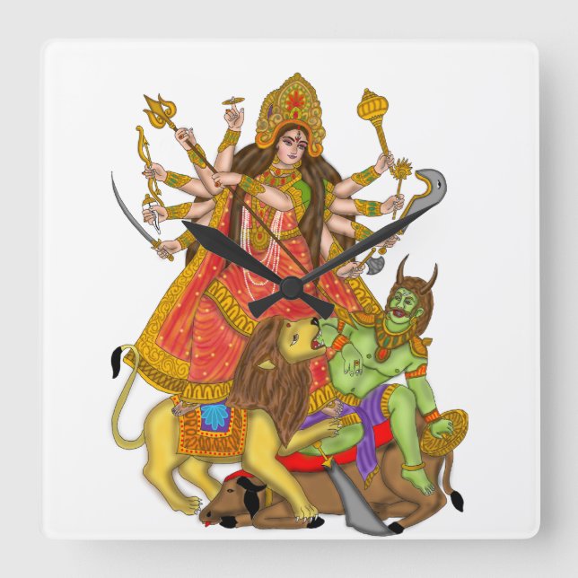 Quadrado Relógio Mahishasur Mardini Durga (Frente)