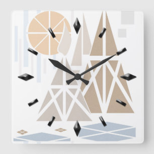 Quadrado Relógio moderno, elegante, abstrato, decorativo