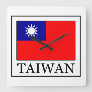 Quadrado relógio na parede de Taiwan