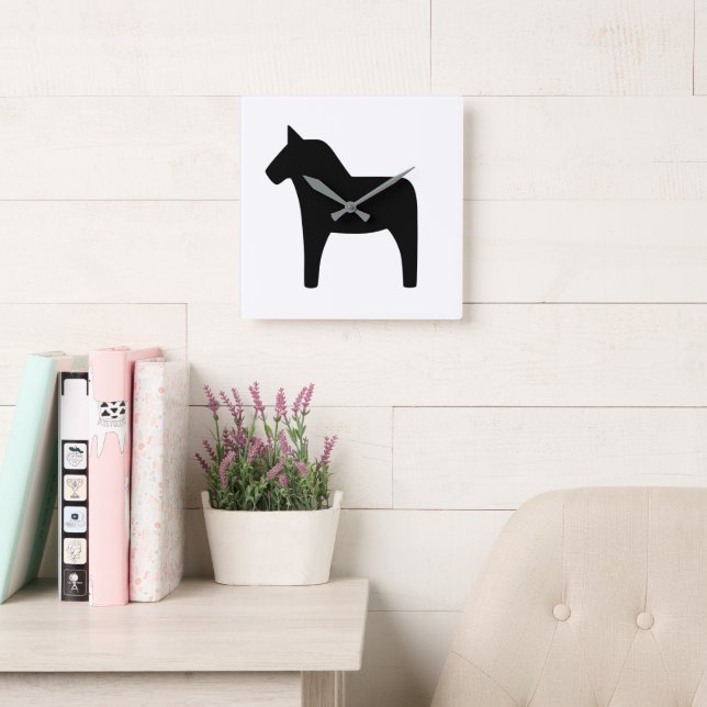 Quadrado Relógio Negro de Cavalo Dala (Sala de leitura)