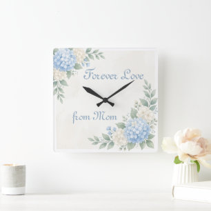Quadrado Relógio Personalizado Coroa Floral