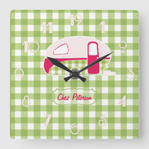 Quadrado Relógio Personalizado de Design de Caravana Xadrez