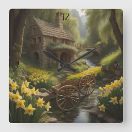 Quadrado Relógio Personalizado de Parede da Roda do Vagão