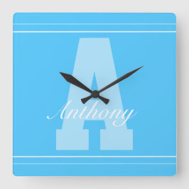 Quadrado Relógio personalizado do nome da tipografia