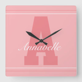 Quadrado Relógio personalizado do nome da tipografia