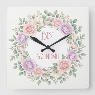 Quadrado Relógio Personalizado Floral Cottagecore Sonhador 