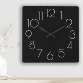 Quadrado Relógio Preto e Branco Minimalista Moderno Editáve