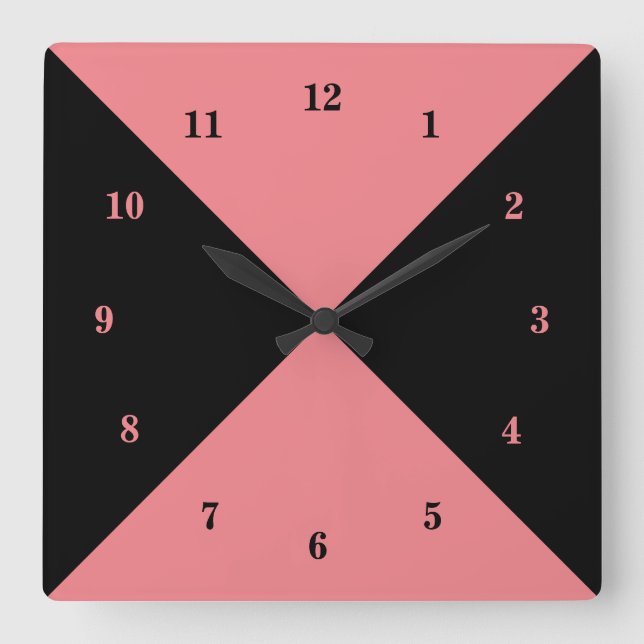 Quadrado Relógio Preto e Rosa - Cor Personalizada (Frente)