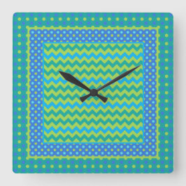 Quadrado Relógio Quadrado: Misturar Chevrons e Bolinhas