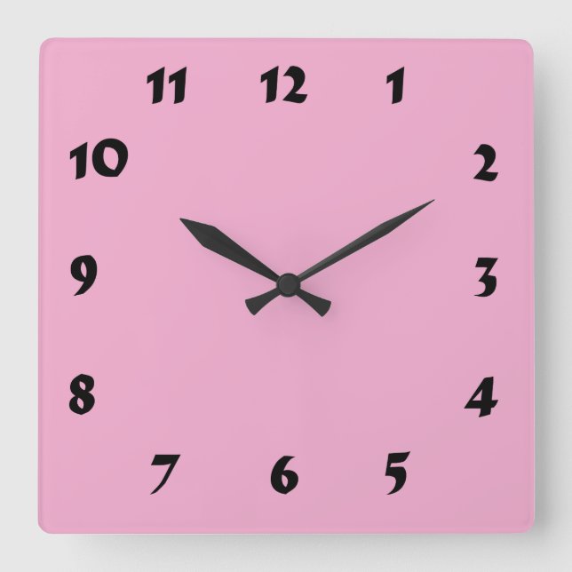 Quadrado Relógio Rosa de Pastel Numerado Alterável (Frente)