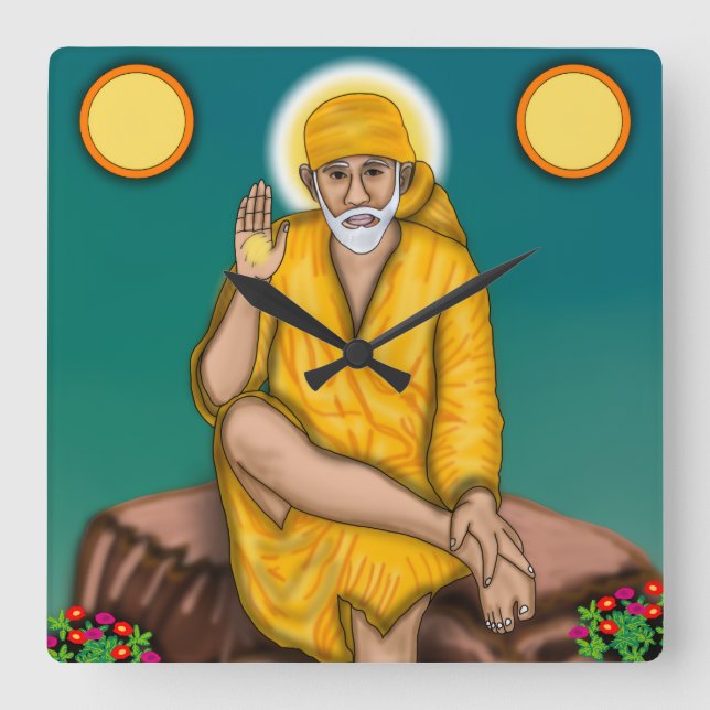 Quadrado Relógio Sai Baba (Frente)