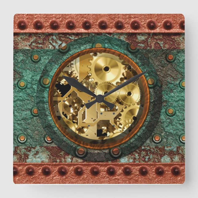 Quadrado Relógio Steampunk 1B (Frente)