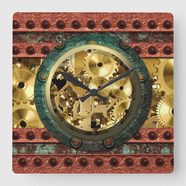 Quadrado Relógio Steampunk 4B (Frente)