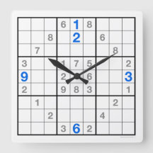 Relógio Sudoku com quebra-cabeça baixável (azul)