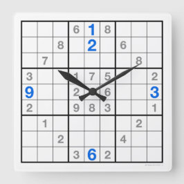 Quadrado Relógio Sudoku com quebra-cabeça baixável (azul)