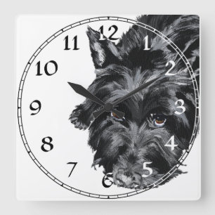 Quadrado Relógio Terrier Escocês