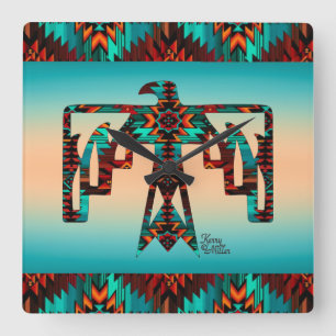 Quadrado Relógio Tribal Thunderbird Wall