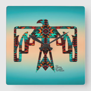 Quadrado Relógio Tribal Thunderbird Wall