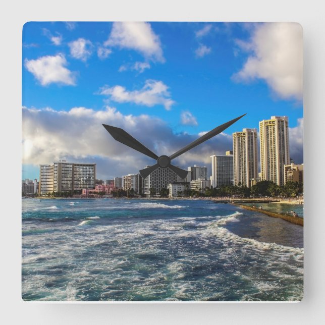 Quadrado Relógio Waikiki Hawaii (Frente)