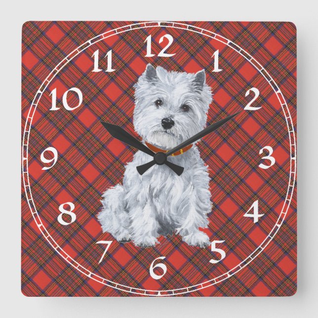 Quadrado Relógio West Highland White Terrier (Frente)