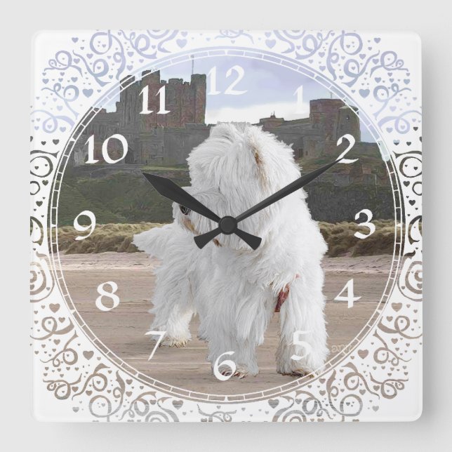 Quadrado Relógio West Highland White Terrier (Frente)