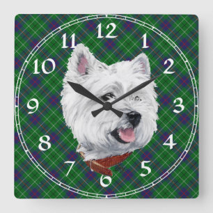 Quadrado Relógio West Highland White Terrier