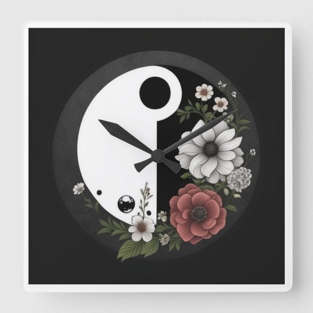 Quadrado Relógio Yin e Yang (Frente)