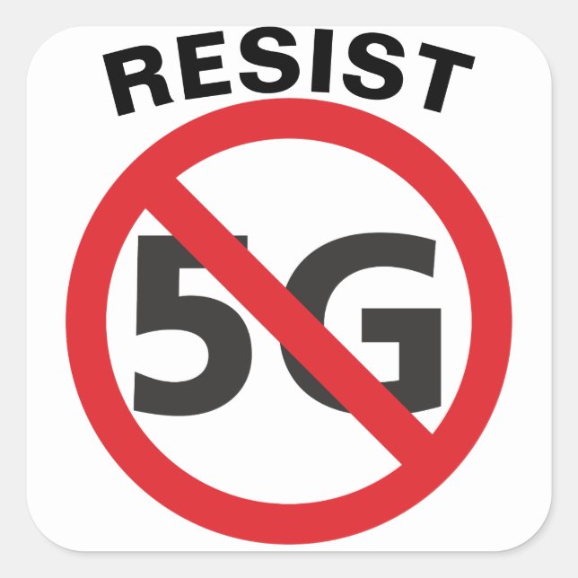 Quadrado Resistir ao adesivo 5G (Frente)