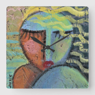 Quadrado Retrato Abstrato colorido de um relógio redondo fe