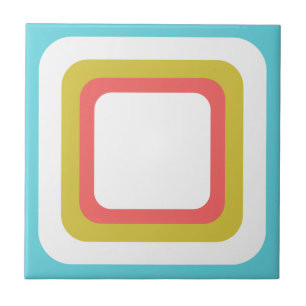 Quadrado Retro Azul Branco Laranja Verde