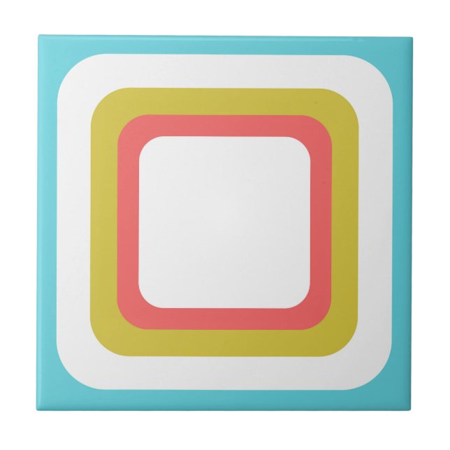 Quadrado Retro Azul Branco Laranja Verde (Frente)