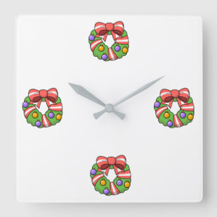 QUADRADO **RIZ NATAL OH WREATH NATAL** RELÓGIO