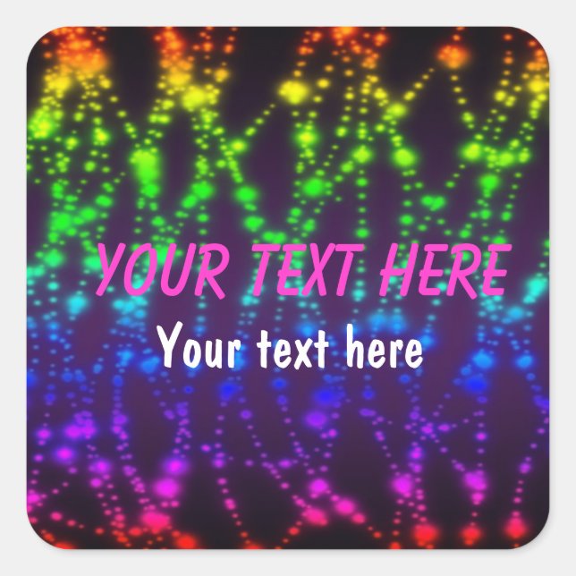 Quadrado Rótulo adesivo do Rainbow Glow neon party (Frente)