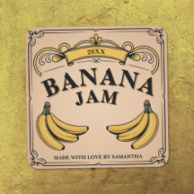 Rótulo de Adesivo de Faixa - Geleia de Banana Vint