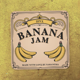 Quadrado Rótulo de Adesivo de Faixa - Geleia de Banana Vint