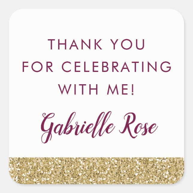 Quadrado Rótulo do adesivo com favorito da brilhante e Dour (Frente)