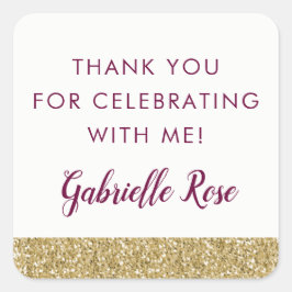 Quadrado Rótulo do adesivo com favorito da brilhante e Dour