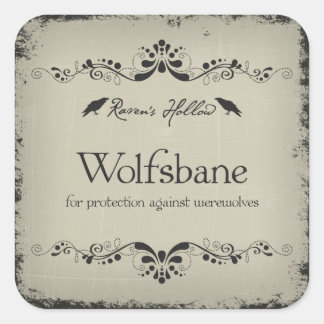 Quadrado Rótulo do adesivo do Wolfsbane Halloween