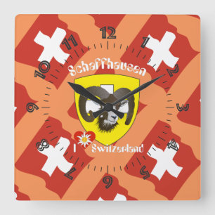 Quadrado Schaffhausen - Suíça Suisse - Svizzera relógio