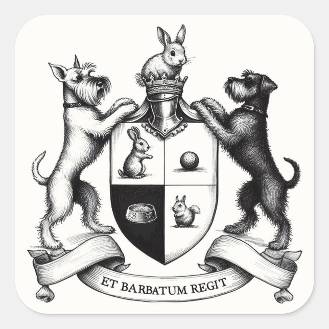 Quadrado Schnauzer Casaco do adesivo de armas (Frente)