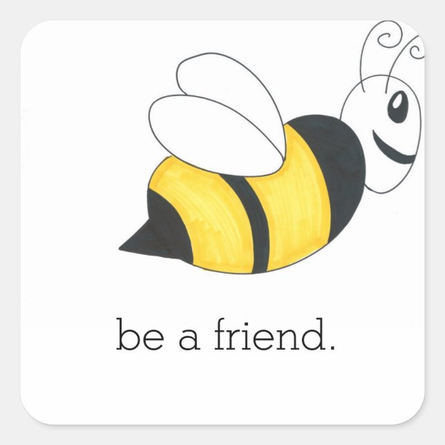 Quadrado seja um adesivo de amigo BEE (Frente)