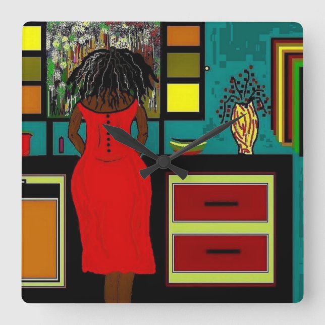 QUADRADO 'SENHORA NO RELÓGIO DA COZINHA' (Frente)