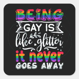 Quadrado Ser Gay é como um adesivo LGBT com brilho